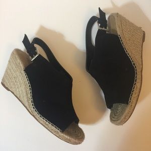 Crown Vintage Shanie Open Toe Vegan Black Wedge